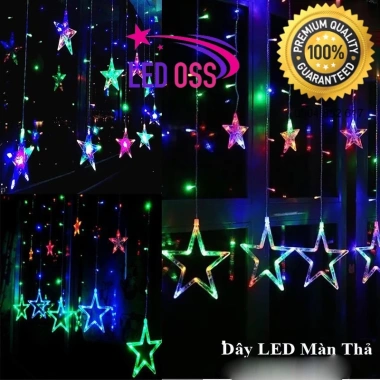 Dây đèn LED thả 12 ngôi sao nháy đa màu - Trang trí Noel, gia đình, quán, chúc mừng Năm Mới, giảm còn 89.000