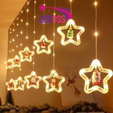 Dây đèn LED thả 12 ngôi sao nháy đa màu - Trang trí Noel, gia đình, quán, chúc mừng Năm Mới, giảm còn 89.000 10
