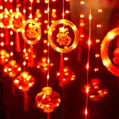 Dây Đèn LED Thả 3m 8 Chế Độ Lồng Đèn Chữ Phúc - Trang Trí Tết, Giá Ưu Đãi 165k 2