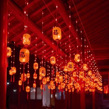 Dây Đèn LED Thả 3m 8 Chế Độ Lồng Đèn Chữ Phúc - Trang Trí Tết, Giá Ưu Đãi 165k 4