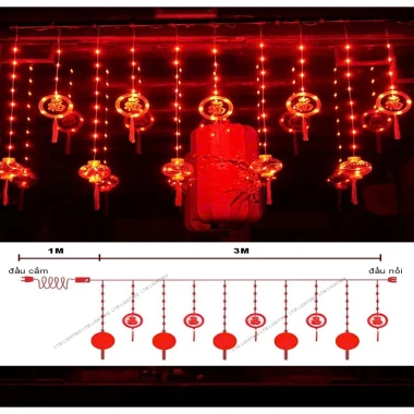 Dây Đèn LED Thả 3m 8 Chế Độ Lồng Đèn Chữ Phúc - Trang Trí Tết, Giá Ưu Đãi 165k 7