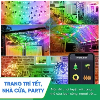 Dây Đèn LED Thông Minh 16 Triệu Màu Noel Tết Nháy Theo Nhạc App Remote 100k 5