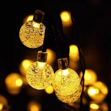 Dây đèn LED trang trí năng lượng mặt trời ONR – Quả cầu bi bọt, chống nước, 20‑50‑100 bóng, giá chỉ 113k