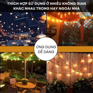Dây đèn LED trang trí ngoài trời chống nước 5-20m - Decor quán ăn, cà phê, trà sữa, sân vườn, giảm giá 59k 5