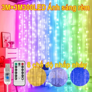 Dây Đèn LED Treo Rèm Cửa 3mx3m - Điều Khiển Từ Xa 13 Phím, Giá 62.699 VND