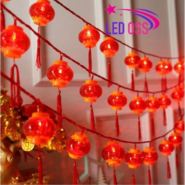 Dây đèn lồng đỏ 5m 6 đèn lồng tua rua đẹp, treo ngoài trời Tết năm mới, 179k 9