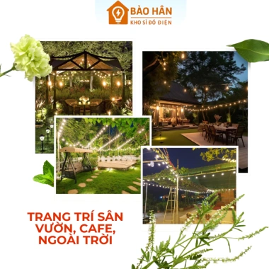 Dây đèn ngoài trời 5m-10m chống nước, trang trí cà phê, Noel Tết - 99.000 VND