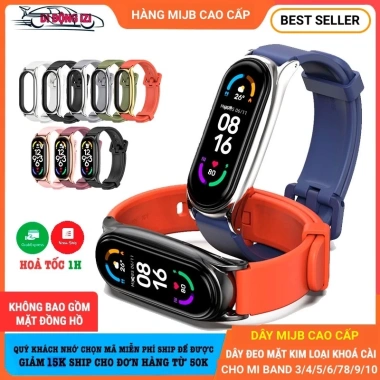 Dây Đeo Cao Su Mi Band 10-3 Mặt Kim Loại, Khung Thép Không Gỉ, Mềm Hơn Dây Z, CHÍNH HÃNG