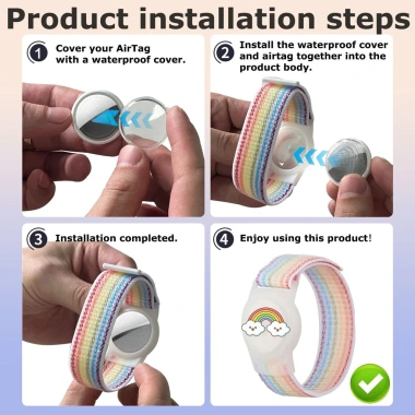 Dây đeo cổ tay AirTag chống nước cho trẻ, vòng nylon co giãn có giá đỡ, vỏ bảo vệ GPS Tracker - 29.333đ