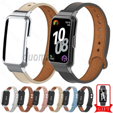 Dây đeo cổ tay da khung kim loại cho Huawei Band 10 9 8 7 6 và Honor Band 9 7 6 – Giá ưu đãi 173.635₫