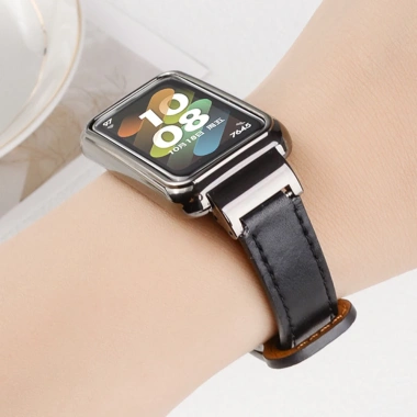 Dây đeo cổ tay da khung kim loại cho Huawei Band 10 9 8 7 6 và Honor Band 9 7 6 – Giá ưu đãi 173.635₫