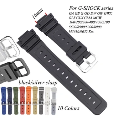 Dây đeo đồng hồ silicon 16mm cho Casio G-Shock DW-6.900, 5.600E, GA-2.100 - Nhựa mềm, bền, giảm giá 20%