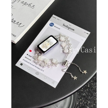 Dây đeo hạt hồng trắng cho Huawei Band Fit 3/4/4Pro & Honor Band 6/7/8/9 - Vòng tay thời trang, giảm giá 126.500₫