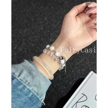 Dây đeo hạt hồng trắng cho Huawei Band Fit 3/4/4Pro & Honor Band 6/7/8/9 - Vòng tay thời trang, giảm giá 126.500₫