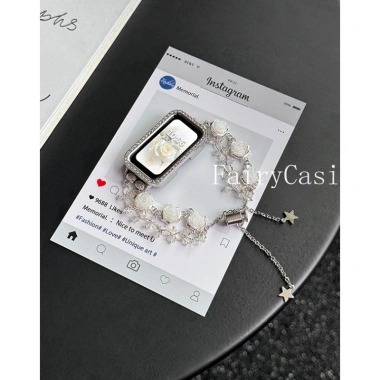 Dây đeo hạt hồng trắng cho Huawei Band Fit 3/4/4Pro & Honor Band 6/7/8/9 - Vòng tay thời trang, giảm giá 126.500₫