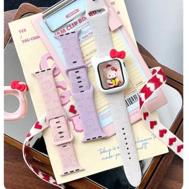 Dây đeo Hello Kitty silicon khắc hình hoạt hình cho Apple Watch Ultra Series 10‑2, 38‑49mm, giảm giá 108.900đ