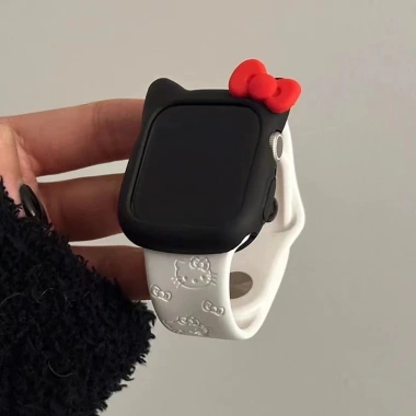 Dây đeo Hello Kitty silicon khắc hình hoạt hình cho Apple Watch Ultra Series 10‑2, 38‑49mm, giảm giá 108.900đ