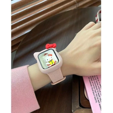 Dây đeo Hello Kitty silicon khắc hình hoạt hình cho Apple Watch Ultra Series 10‑2, 38‑49mm, giảm giá 108.900đ