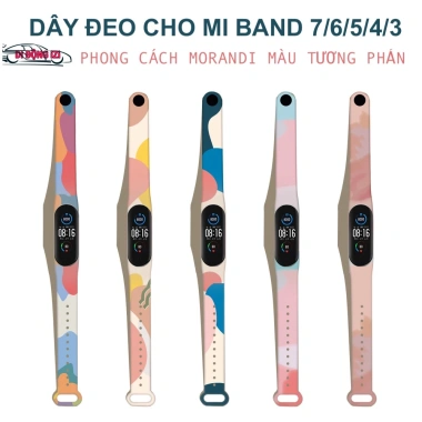 Dây Đeo Mi Band 7/6/5 Mix Màu Tương Phản Morandi - Cầu Vồng Đẹp, Cao Su Mềm, Giá 22.145₫