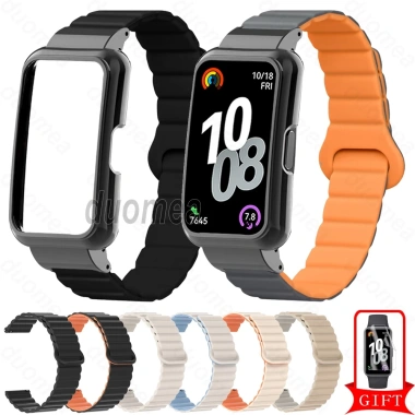 Dây đeo silicon khung kim loại từ tính cho Huawei Band 10/9/8/7/6 & Honor Band 9/7/6 - Giá 158.389 VND