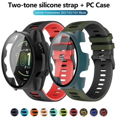 Dây đeo silicon và vỏ bảo vệ màn hình cho Garmin Forerunner 165 265 - Thoải mái, chống nước