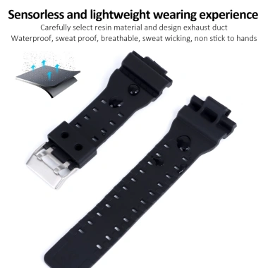 Dây đeo silicone cao cấp cho đồng hồ Casio GAC-100, GAC-110, GDF-100, GAW-100 - Giá chỉ 51.311 VND, siêu bền, thoải mái