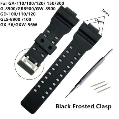 Dây đeo silicone cao su YIFILM 16mm đen - Thay thế chống nước cho Casio G‑Shock GA110, GA100, GX56 2