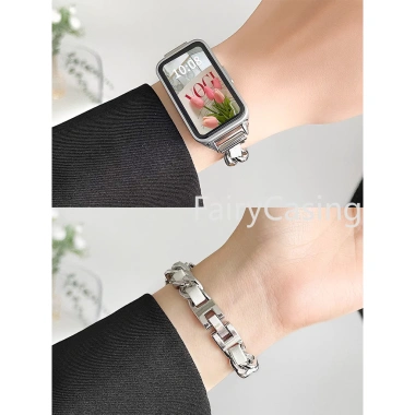 Dây đeo thép không gỉ thời trang cho Huawei và Honor Band 10-9-8-7-6, 9-7-6 Vòng da kim loại giá ưu đãi 170.500