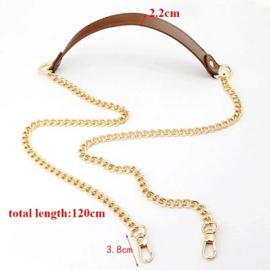 Dây Đeo Túi Xách Thay Thế 120cm Da PU Đen Quai Xích Kim Loại Vàng Bạc 2