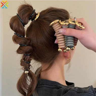 Dây điện thoại xoắn ốc - Phụ kiện tóc bện tóc nữ, bện đuôi ngựa, phong cách tính khí