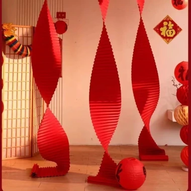 Dây Giấy Xếp Đỏ Song Hỷ Gợn Sóng – Trang Trí Nhà Cửa, Tiệc Cưới, Trung Thu, Lễ Tết, Decor chụp ảnh, Giá chỉ 50.000đ