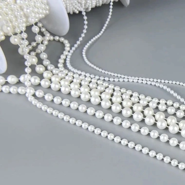 Dây hạt ngọc trai nhựa trắng trang trí bó hoa, tiệc, handmade lẻ mét Giá 10.000 VNĐ 5