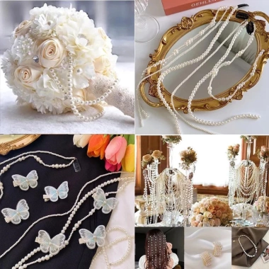 Dây hạt ngọc trai nhựa trắng trang trí bó hoa, tiệc, handmade lẻ mét Giá 10.000 VNĐ 8