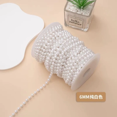 Dây hạt ngọc trai nhựa trắng trang trí bó hoa, tiệc, handmade lẻ mét Giá 10.000 VNĐ 10