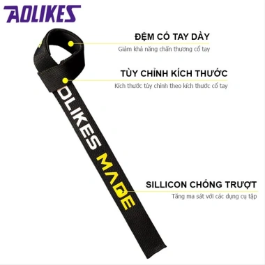 Dây kéo lưng Lifting Straps AOLIKES tập Gym giảm giá 75.000đ bám chắc an toàn