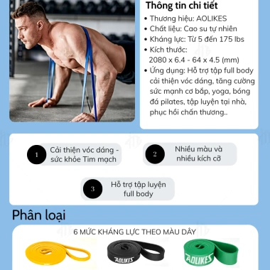 Dây Kháng Lực Đa Năng Aolikes AL3.602 Power Band Cao Su Gym Toàn Thân Giá 99.000đ