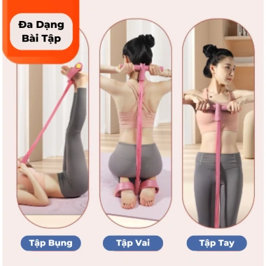 Dây kháng lực JUMPFIT 6 ống cao su tập bụng tại nhà - Dây kéo đàn hồi cho nữ, 49k
