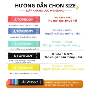 Dây kháng lực tập gym miniband TOPBODY - Tăng cơ mông đùi, giá chỉ 39.200₫