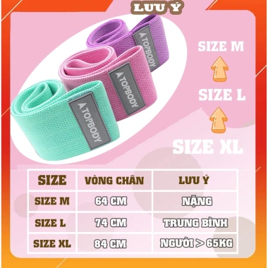 Dây kháng lực TOPBODY BAKLU01 - Dây Vải tập mông đùi, giảm cân, tăng sức mạnh, 69.000 VND
