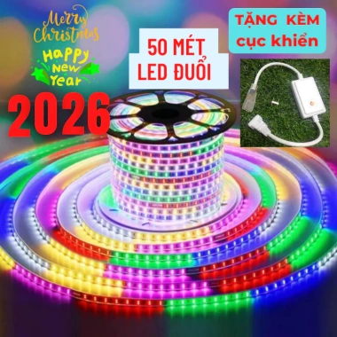 Dây LED 50M 2.835 220V nháy đuổi đa màu - Siêu đẹp, tặng nguồn, có video thực - Giá chỉ 60.000₫