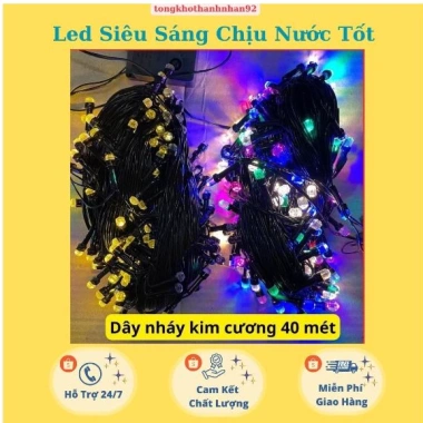 Dây Led Đa Sắc Màu 40m Kim Cương Chống Nước - Trang Trí Ngoài Trời Noel, Tết, Sự Kiện Giá 35k