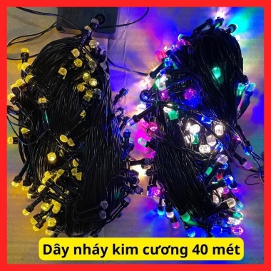 Dây Led Đa Sắc Màu 40m Kim Cương Chống Nước - Trang Trí Ngoài Trời Noel, Tết, Sự Kiện Giá 35k