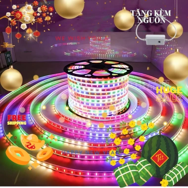 Dây LED Nháy 50m 2.835 - Đèn Trang Trí Tết Noel Ngoài Trời, Chống Nước, Kèm Nguồn, Giá 79.000₫
