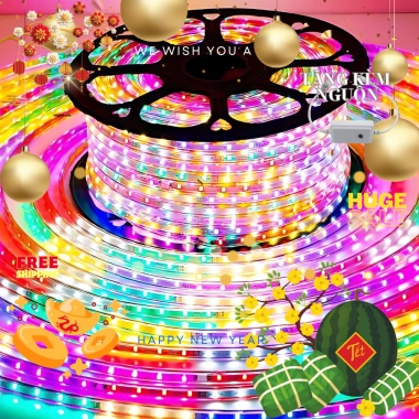 Dây LED Nháy 50m 2.835 - Đèn Trang Trí Tết Noel Ngoài Trời, Chống Nước, Kèm Nguồn, Giá 79.000₫