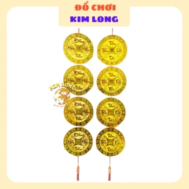 Dây liễng treo đồng tiền may mắn vàng - Trang trí tết 123, giá 130k, có sẵn 2