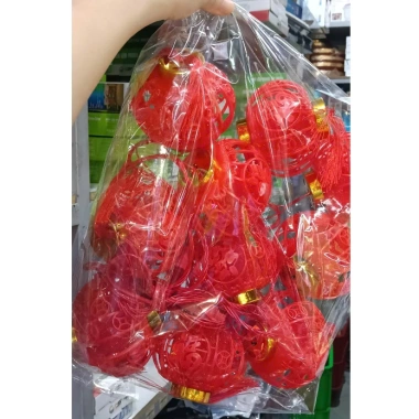 Dây lồng đèn rèm thả đỏ phúc lộc 3m 10 bóng - Trang trí Tết may mắn, tài lộc
