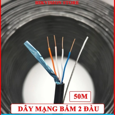 Dây mạng 4 lõi đồng nguyên chất 50m - Cáp chịu lực bọc bạc, chống ẩm, 2 đầu bấm sẵn, giá ưu đãi 90.000₫