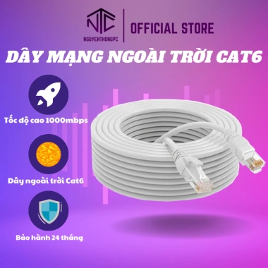 Dây Mạng Cat6 Bấm Sẵn 2 Đầu 10-50m - Tốc Độ 1.000Mbps - RJ45 Chuẩn LAN Giá 27.000 VND