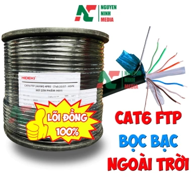 Dây Mạng Ngoài Trời HIDEKI Cat6 FTP 8 Lõi Bọc Bạc, Thép Chịu Lực, HDPE Bền – 150k Dây Mạng Ngoài Trời HIDEKI Cat6 FTP 8 Lõi Bọc Bạc, Thép Chịu Lực, HDPE Bền – 150k