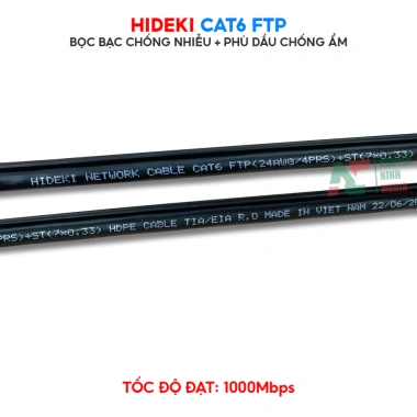 Dây Mạng Ngoài Trời HIDEKI Cat6 FTP 8 Lõi Bọc Bạc, Thép Chịu Lực, HDPE Bền – 150k 6